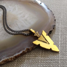 Load image into Gallery viewer, Brass Arrowhead Necklace, Your Choice of Curb Chain, Mens Arrowhead Jewelry, Layering Jewelry
