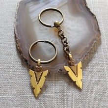 Load image into Gallery viewer, Brass Arrowhead Keychain, Key Ring, Zipper Pull, Purse or Backpack Charm
