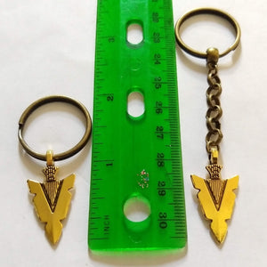 Brass Arrowhead Keychain, Key Ring, Zipper Pull, Purse or Backpack Charm