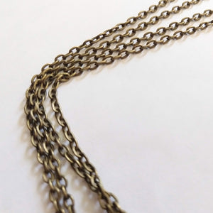 Matte Black Spike Necklace on Bronze Chain, Mens Minimalism Jewelry