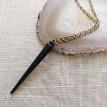 Load image into Gallery viewer, Matte Black Spike Necklace on Bronze Chain, Mens Minimalism Jewelry
