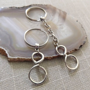 Infinity Keychain,  Key Ring or Zipper Pull - Eight Year Anniversary Gifts