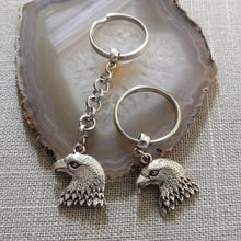 Load image into Gallery viewer, Silver American Eagle Keychain, Key Ring, Zipper Pull, Purse or Backpack Charm
