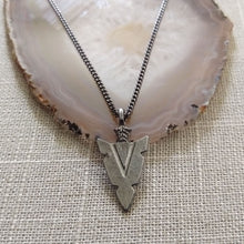 Load image into Gallery viewer, Arrowhead Necklace on Thin Gunmetal Chain - Mens Arrowhead Necklace
