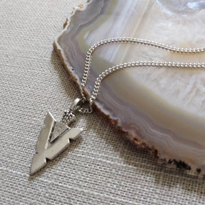 Arrowhead Necklace on Thin Silver Chain - Mens Jewelry - Mens Arrowhead Pendant - Silver Arrowhead Jewelry