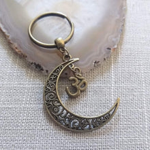 Load image into Gallery viewer, Crescent Moon Keychain, Celestial Backpack or Purse Charm, Zipper Pull with Your Choice of Charm
