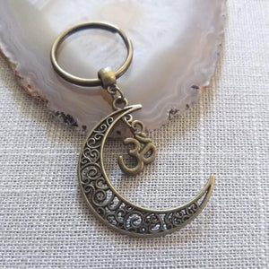 Crescent Moon Keychain, Celestial Backpack or Purse Charm, Zipper Pull with Your Choice of Charm