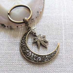 Crescent Moon Keychain, Backpack or Purse Charm, Zipper Pull with Your Choice of Charm