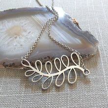 Load image into Gallery viewer, Leaf Necklace, Nature Jewelry on Silver Rolo Chain, Bohemian Layering Necklace

