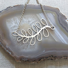 Load image into Gallery viewer, Leaf Necklace, Nature Jewelry on Silver Rolo Chain, Bohemian Layering Necklace
