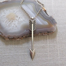 Load image into Gallery viewer, Arrow Necklace on Silver Cable Chain, Mens Jewelry
