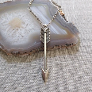 Arrow Necklace on Silver Cable Chain, Mens Jewelry
