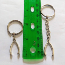 Load image into Gallery viewer, Wishbone Keychain, Egyptian Key Fob, Silver Key Ring or Zipper Pull
