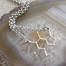 Load image into Gallery viewer, Caffeine Coffee Molecule Necklace, Molecular Scientist Jewelry
