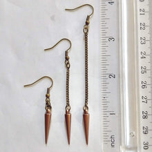 Load image into Gallery viewer, Champagne Spike Earrings  - Your Choice of Three Lengths - Long Dangle Chain Earrings
