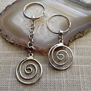 Spiral Keychain, Silver Backpack or Purse Charm, Zipper Pull, Key Fob Lanyards