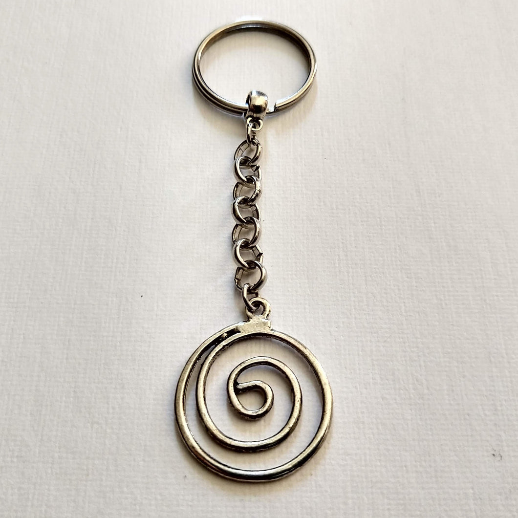 Spiral Keychain, Silver Backpack or Purse Charm, Zipper Pull, Key Fob Lanyards