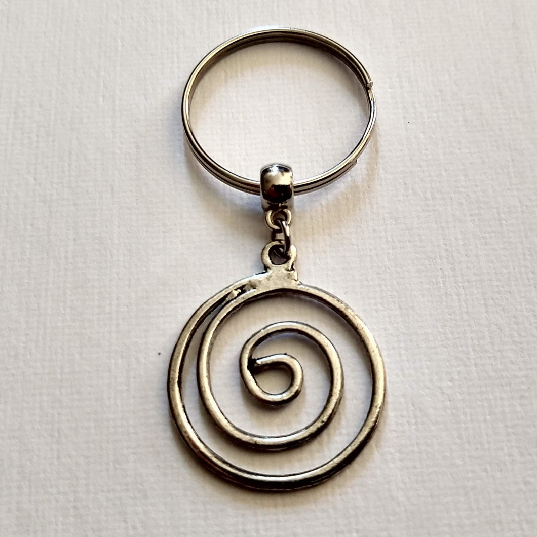 Spiral Keychain, Silver Backpack or Purse Charm, Zipper Pull, Key Fob Lanyards