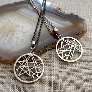 Necronomicon HP Lovecraft Necklace on Silver Rolo Chain, Mens Jewelry