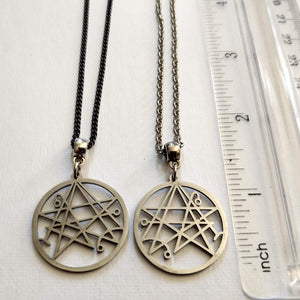 Necronomicon HP Lovecraft Necklace on Gunmetal Chain, Mens Jewelry