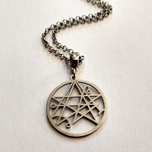Necronomicon HP Lovecraft Necklace on Silver Rolo Chain, Mens Jewelry