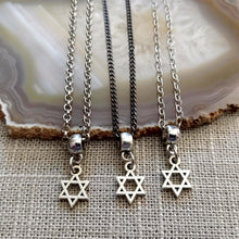 Load image into Gallery viewer, Star of David Necklace, Tiny Silver Jewish Pendant on Your Choice of Three Chains
