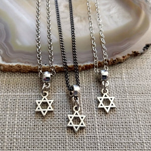 Star of David Necklace, Tiny Silver Jewish Pendant on Your Choice of Three Chains