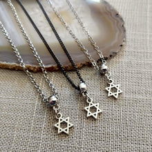 Load image into Gallery viewer, Star of David Necklace, Tiny Silver Jewish Pendant on Your Choice of Three Chains
