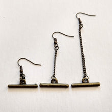Load image into Gallery viewer, Minimalist Bar Earrings, Your Choice of Three Lengths, Dangle Drop Chain Earrings
