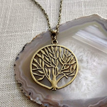 Load image into Gallery viewer, Tree of Life Necklace, Family Tree Pendant on Bronze Cable Chain
