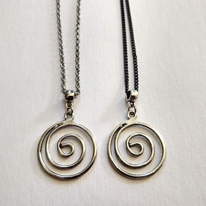 Spiral Necklace on Silver Rolo Chain, Mens Jewelry