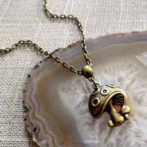 Magic Mushroom Necklace, Psychedelic Charm Necklace on Bronze Cable Chain