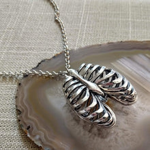 Load image into Gallery viewer, Hollow Rib Cage Necklace on Silver Rolo Chain, Mens Jewelry
