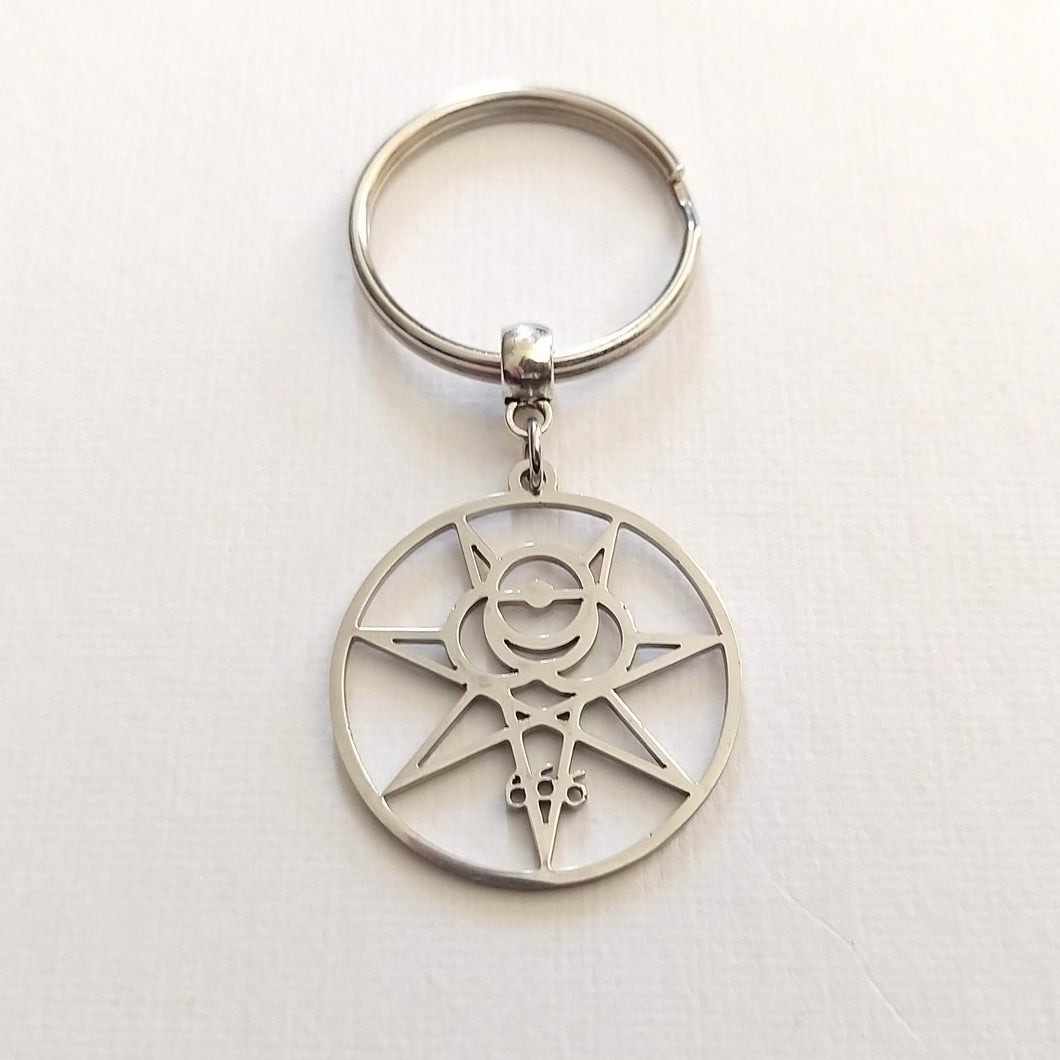 Aleister Crowley 666 Magick Keychain, Backpack or Purse Charm, Zipper Pull