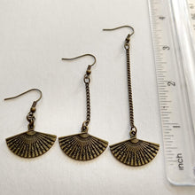 Load image into Gallery viewer, Japanese Fan Earrings, Your Choice of Three Lengths, Dangle Drop Chain Earrings
