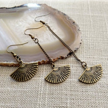 Load image into Gallery viewer, Japanese Fan Earrings, Your Choice of Three Lengths, Dangle Drop Chain Earrings
