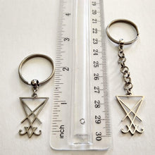 Load image into Gallery viewer, Lucifer&#39;s Sigil Keychain, Satanic Backpack or Purse Charm, Zipper Pull
