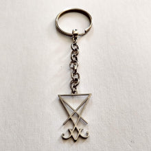 Load image into Gallery viewer, Lucifer&#39;s Sigil Keychain, Satanic Backpack or Purse Charm, Zipper Pull
