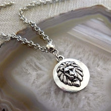 Load image into Gallery viewer, Lions Head Necklace on Silver Rolo Chain, Mens Jewelry
