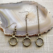 Load image into Gallery viewer, Minimalist Ring Earrings, Your Choice of Three Lengths, Dangle Drop Chain Earrings
