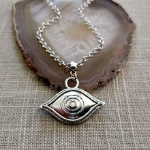 Load image into Gallery viewer, Evil Eye Talisman Necklace on Silver Rolo Chain
