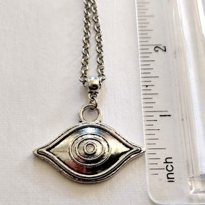 Evil Eye Talisman Necklace on Silver Rolo Chain