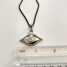Load image into Gallery viewer, Evil Eye Talisman Necklace on Gunmetal Curb Chain
