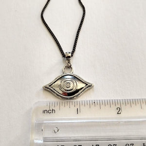Evil Eye Talisman Necklace on Gunmetal Curb Chain