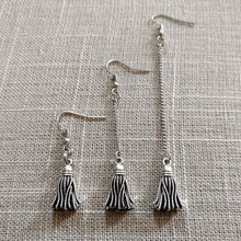 Load image into Gallery viewer, Metal Tassel Earrings, Your Choice of Threee Lengths, Long Dangle Chain Drop
