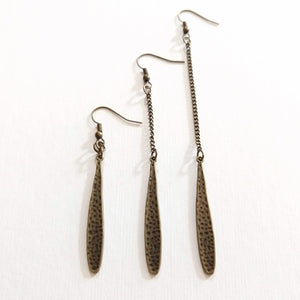 Minimalist Flat Spike Earrings - Your Choice of Three Lengths - Long Dangle Chain Earrings