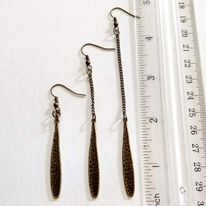 Minimalist Flat Spike Earrings - Your Choice of Three Lengths - Long Dangle Chain Earrings