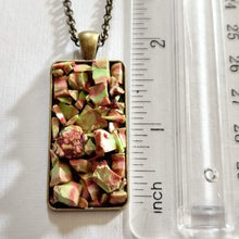 Load image into Gallery viewer, Unakite Stone Bezel Necklace on Bronze Rolo Chain, Bohemian Layering Jewelry
