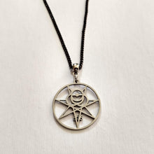 Load image into Gallery viewer, Aleister Crowley 666 Magic Magick Sigil Necklace on Gunmetal Curb Chain
