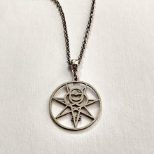 Load image into Gallery viewer, Aleister Crowley 666 Magic Magick Sigil Necklace  Necklace on Silver Rolo Chain

